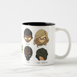 Café Em Dois Tons Caneca dos heróis de Chibi