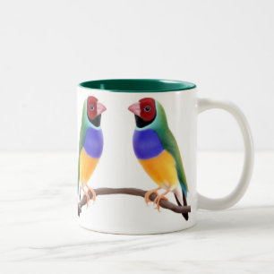 Café Em Dois Tons Caneca dos passarinhos de Gouldian