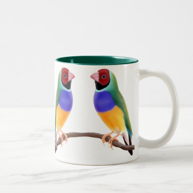 Café Em Dois Tons Caneca dos passarinhos de Gouldian (Direita)