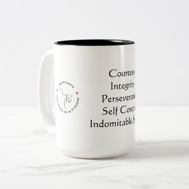 Café Em Dois Tons Caneca dos princípios de Taekwondo (Frente Esquerda)
