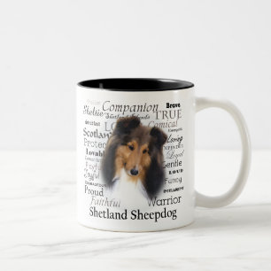 Café Em Dois Tons Caneca dos traços de Sheltie
