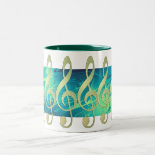 Café Em Dois Tons Caneca Dourado bonita do Clef de triplo