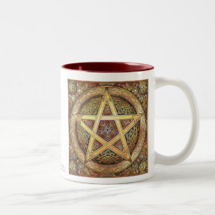 Café Em Dois Tons Caneca Dourado do Pentacle de Knotwork