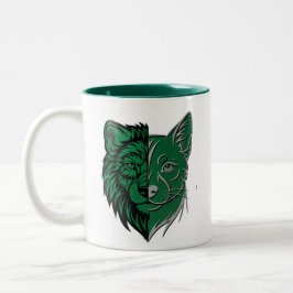 Café Em Dois Tons Caneca Dualidade de Lobo Raposa Verde Mística - Es