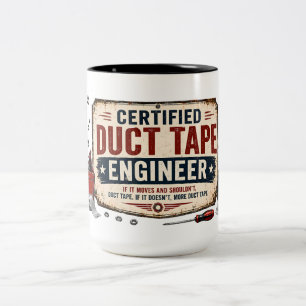 Café Em Dois Tons Caneca Engenheiro de Fita Adesiva Certificado Engr
