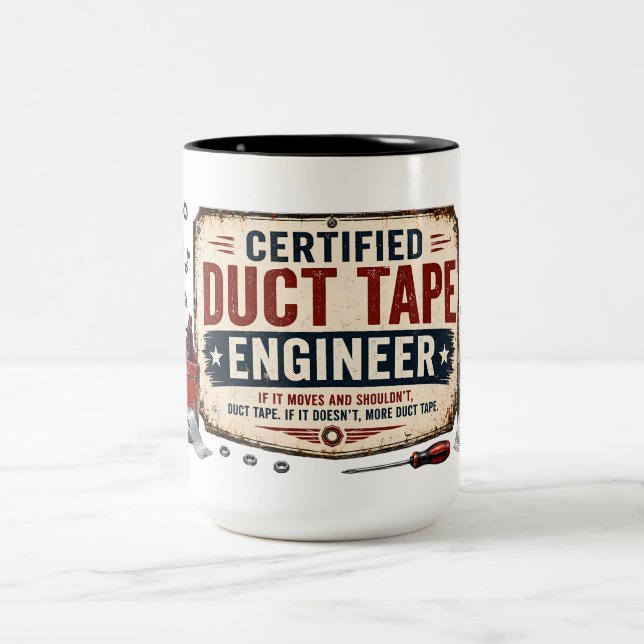 Café Em Dois Tons Caneca Engenheiro de Fita Adesiva Certificado Engr (Centro)