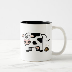 Café Em Dois Tons Caneca engraçada da vaca de Pooping