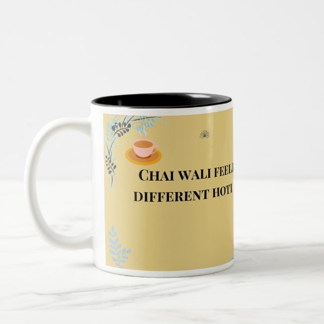 Café Em Dois Tons Caneca Engraçada de Chá Desi, Amante de Chá Indian (Esquerda)