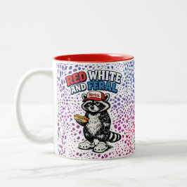 Café Em Dois Tons Caneca Engraçada de Guaxinim Vermelha Branca e Fer