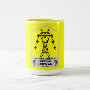 Café Em Dois Tons Caneca Engraçada de Lineman – Presente de Lineman