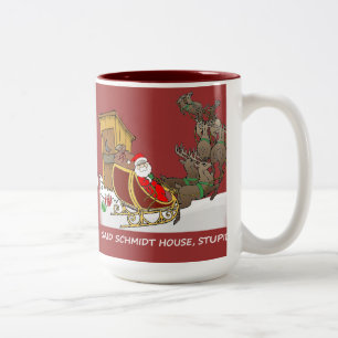 Café Em Dois Tons Caneca engraçada do Natal da casa de Schmidt