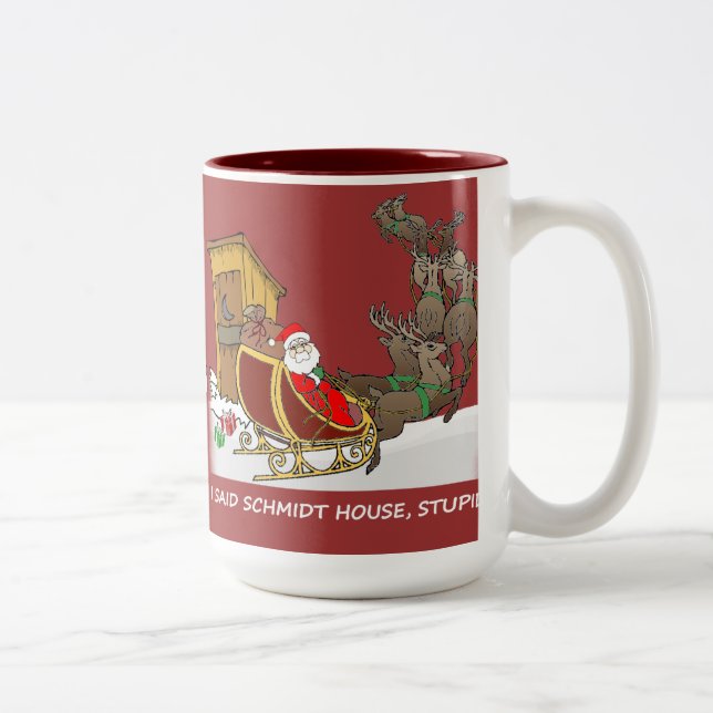 Café Em Dois Tons Caneca engraçada do Natal da casa de Schmidt (Direita)