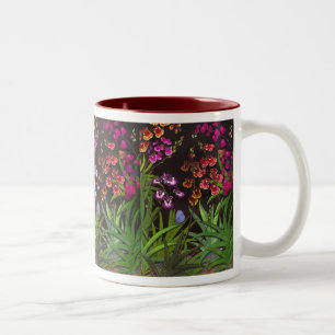 Café Em Dois Tons Caneca equitante das orquídeas de Oncidium