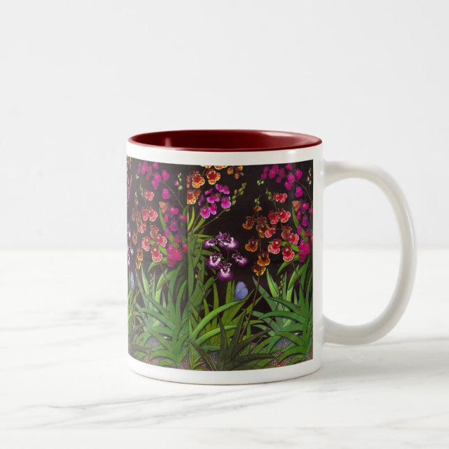 Café Em Dois Tons Caneca equitante das orquídeas de Oncidium (Direita)