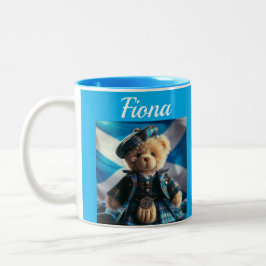 Café Em Dois Tons Caneca escocesa de urso de pelúcia