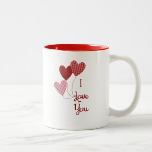 Café Em Dois Tons Caneca Eu Te Amo com Balões de Coração