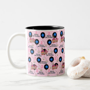 Café Em Dois Tons Caneca Feliz Aniversário de 2 anos Balões #2 Rosa