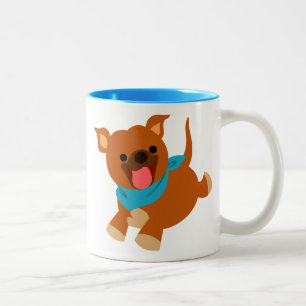Café Em Dois Tons Caneca feliz bonito de Staffie dos desenhos