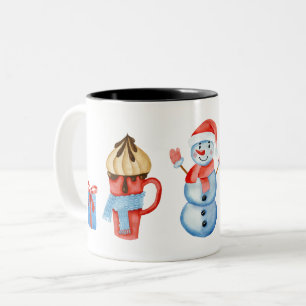 Café Em Dois Tons Caneca Feliz de Natal Snowman