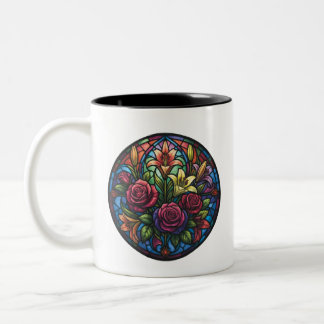 Café Em Dois Tons Caneca Floral de Vidro Pintado