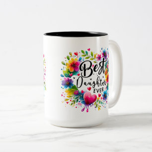 Café Em Dois Tons Caneca Floral Melhor Filha de Todos os Tempos