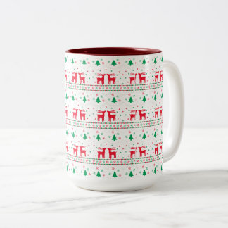 Café Em Dois Tons Caneca Fofa de Rena de Natal