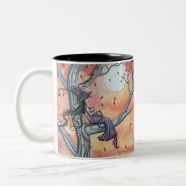 Café Em Dois Tons Caneca Gato Bruxa do Sono de Outono Molly Harrison