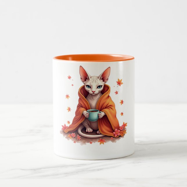 Café Em Dois Tons Caneca Gato Sphynx Aconchegante - Cobertor de Outo (Centro)