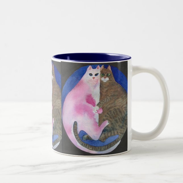 Café Em Dois Tons Caneca gorda de afago dos gatos (Direita)