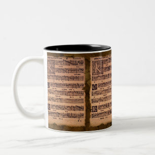Café Em Dois Tons Caneca gregoriana do bebendo da folha de música d