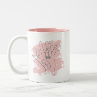 Café Em Dois Tons Caneca Ilustrada de ASL - Personalizada Rosa