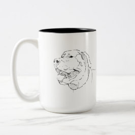 Café Em Dois Tons Caneca Labrador Retriever, Desenho de Linha de Cac