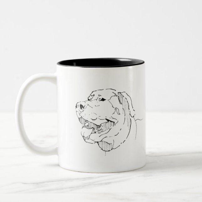 Café Em Dois Tons Caneca Labrador Retriever, Linha Arte de Cachorro (Esquerda)