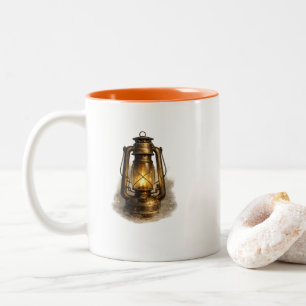 Café Em Dois Tons Caneca Laranja de Duas Cores com Lanterna de Quero