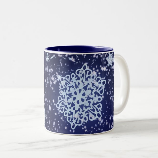 Café Em Dois Tons Caneca Longa Noite de Inverno (Frente Esquerda)