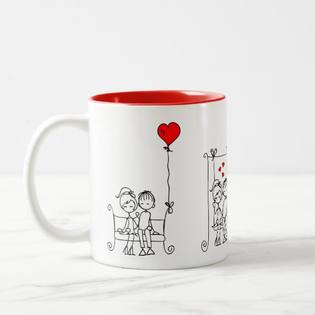 Café Em Dois Tons Caneca Love Doodle 1 de 3 (Esquerda)