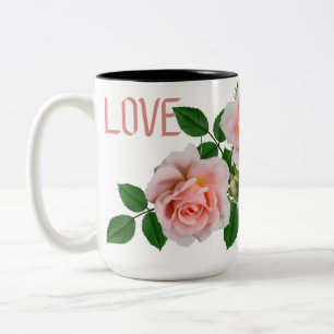 Café Em Dois Tons Caneca 'LOVE' Rosa Elegante de Duas Cores