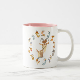 Café Em Dois Tons Caneca Mandala de Cabra de Desenho Animado Fofa