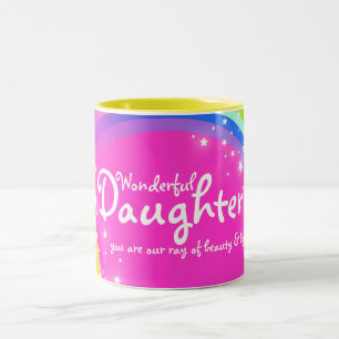 Café Em Dois Tons Caneca maravilhosa do rosa de arco-íris da filha