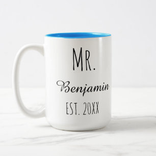 Café Em Dois Tons Caneca Mr e Mrs, Caneca de casal personalizada, Pr