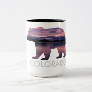 Café Em Dois Tons Caneca nativa do por do sol   do urso   de