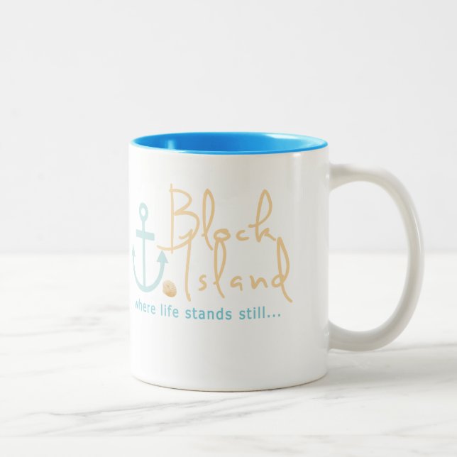 Café Em Dois Tons Caneca náutica da ilha de bloco (Direita)