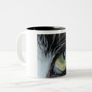 Café Em Dois Tons Caneca Olho de Gato Tuxedo Macro