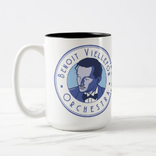 Café Em Dois Tons Caneca - orquestra de Benoit (logotipo azul)