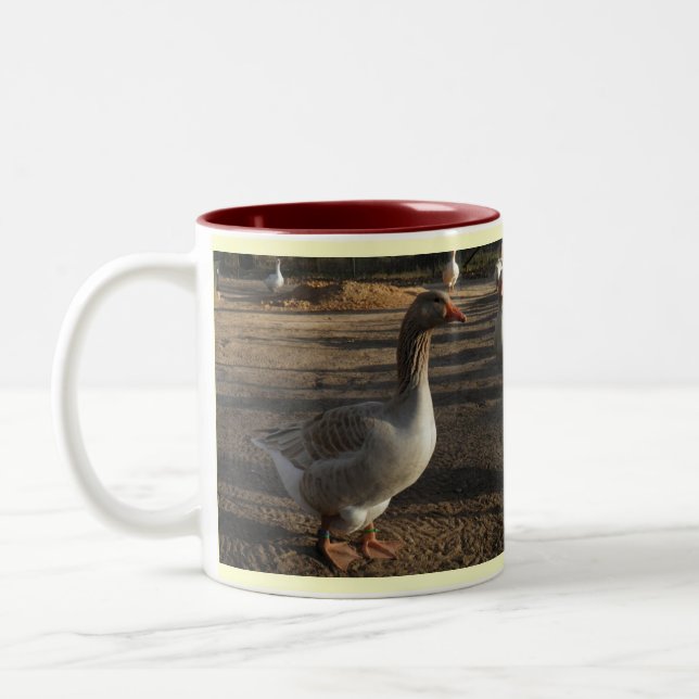 Café Em Dois Tons Caneca "outono " das aves aquáticas de Silver (Esquerda)