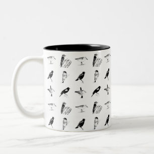 Café Em Dois Tons caneca padrão de pássaro