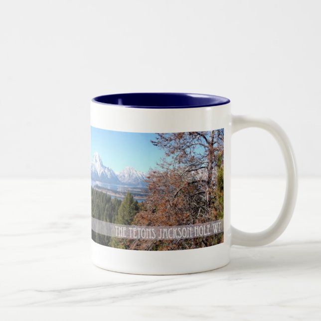 Café Em Dois Tons Caneca panorâmico de Tetons (Direita)