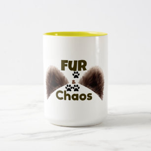 Café Em Dois Tons Caneca para Amante de Animais Divertida Fur & Chao