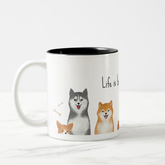 Café Em Dois Tons Caneca para amantes de cães (Esquerda)