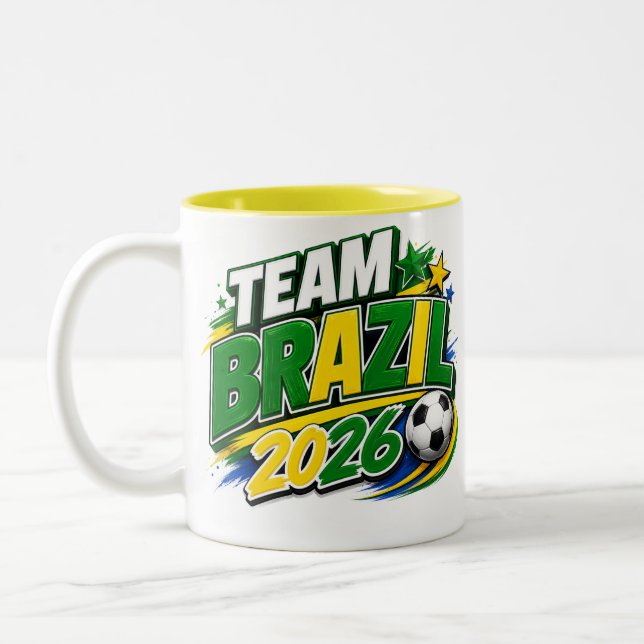 Café Em Dois Tons Caneca para Fã de Futebol TIME BRASIL 2026 | Brasi (Esquerda)